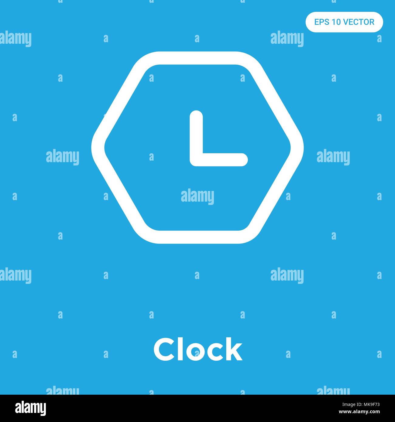 Clock vector icon isolated on blue background, sign and symbol Stock ...