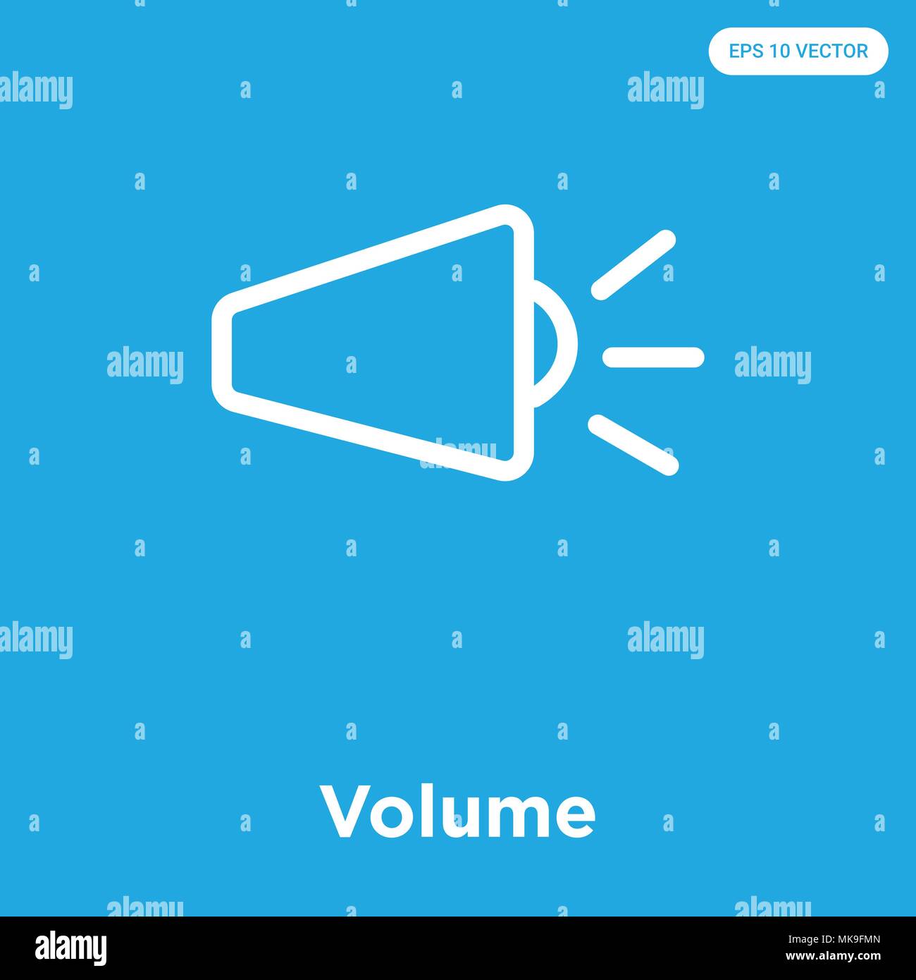 Volume vector icon isolated on blue background, sign and symbol Stock ...