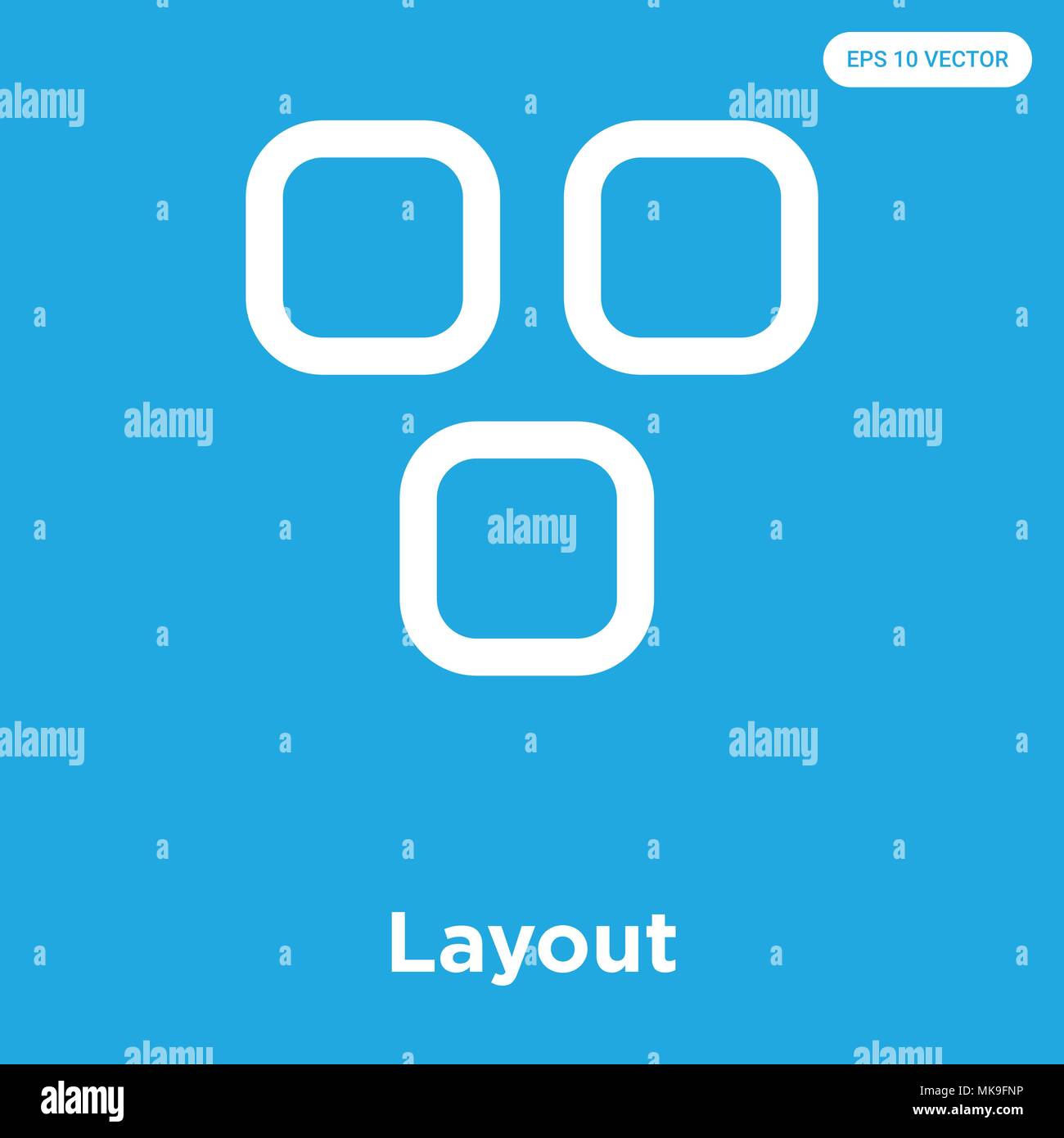 Layout vector icon isolated on blue background, sign and symbol Stock ...