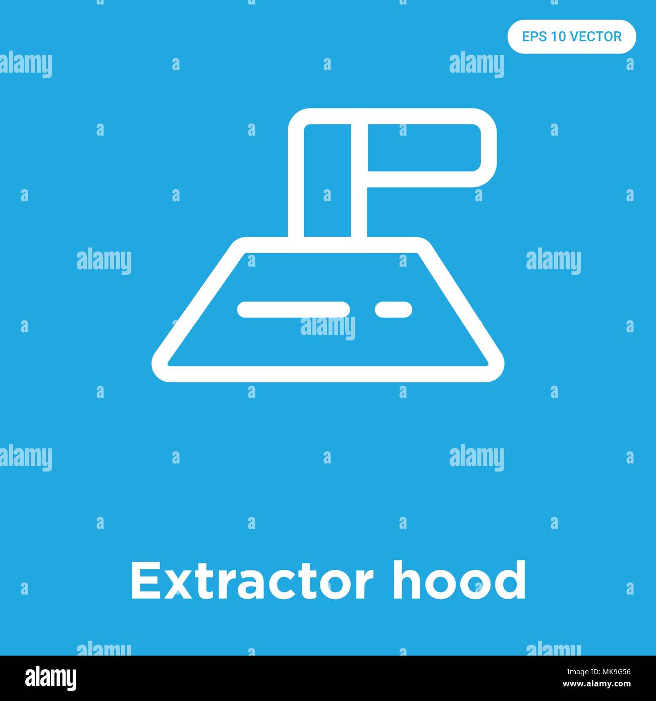 Extractor hood vector icon isolated on blue background, sign and symbol Stock Vector