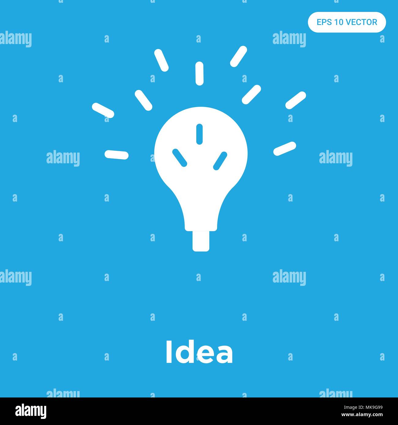 Idea vector icon isolated on blue background, sign and symbol Stock ...
