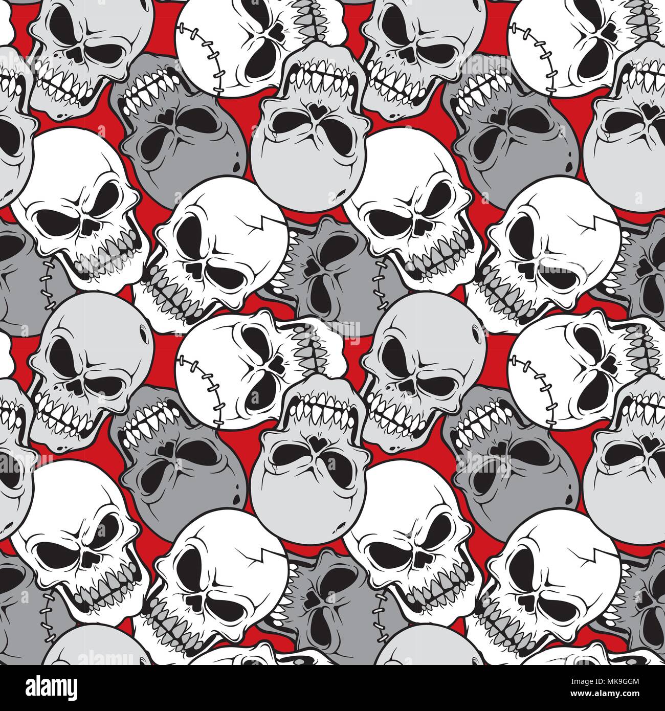 Vector illustration seamless pattern with skull cartoon Stock Vector ...