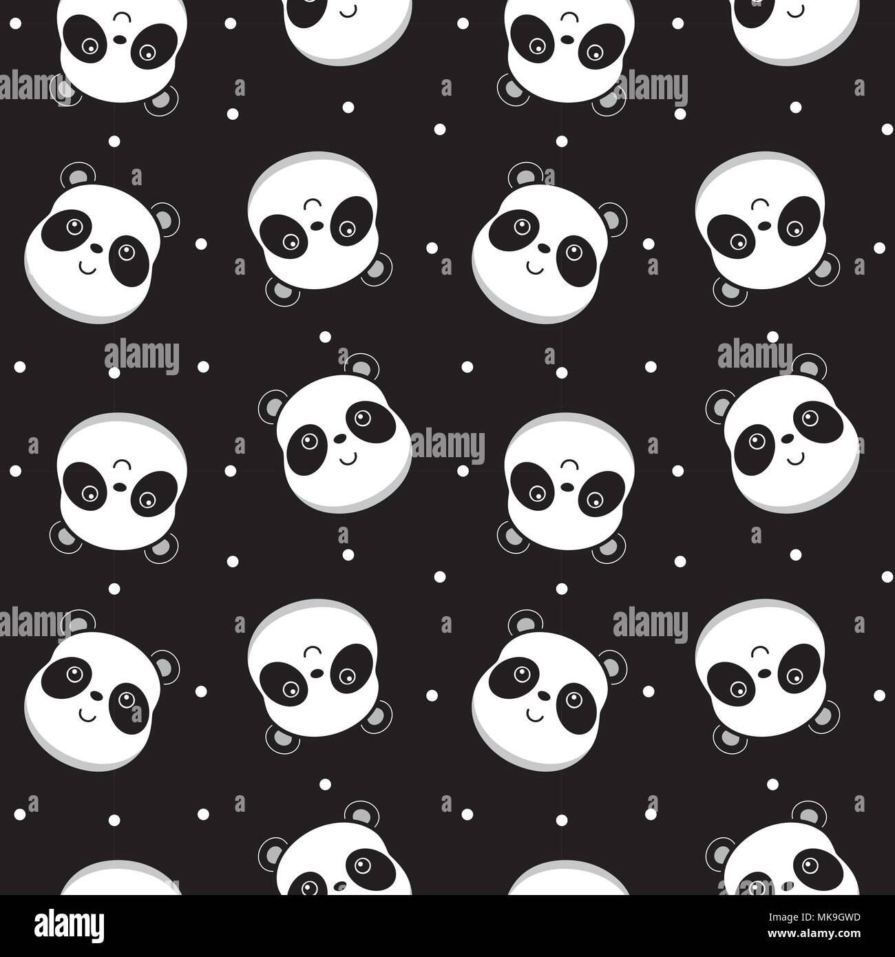 Vector illustration seamless pattern with panda Stock Vector Image ...