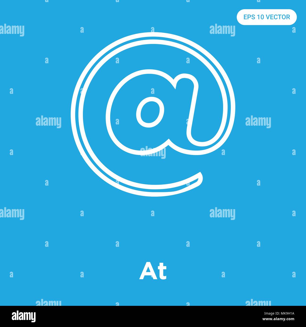 At vector icon isolated on blue background, sign and symbol Stock ...