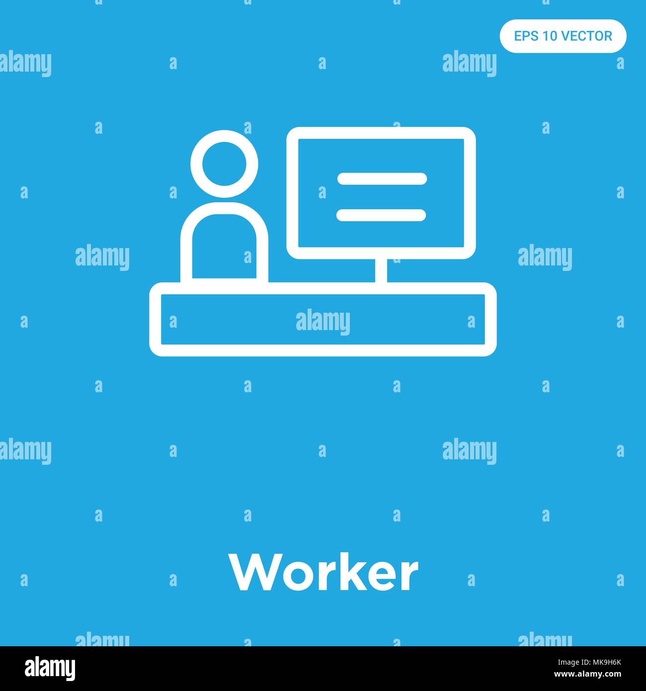 Worker vector icon isolated on blue background, sign and symbol Stock Vector