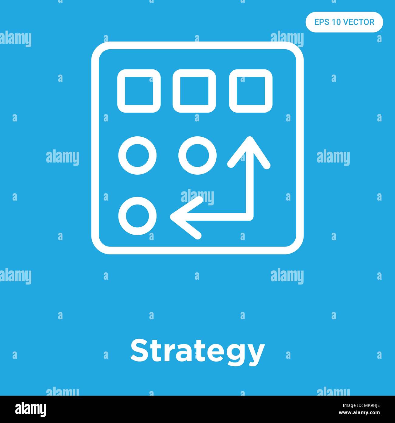Strategy vector icon isolated on blue background, sign and symbol Stock ...