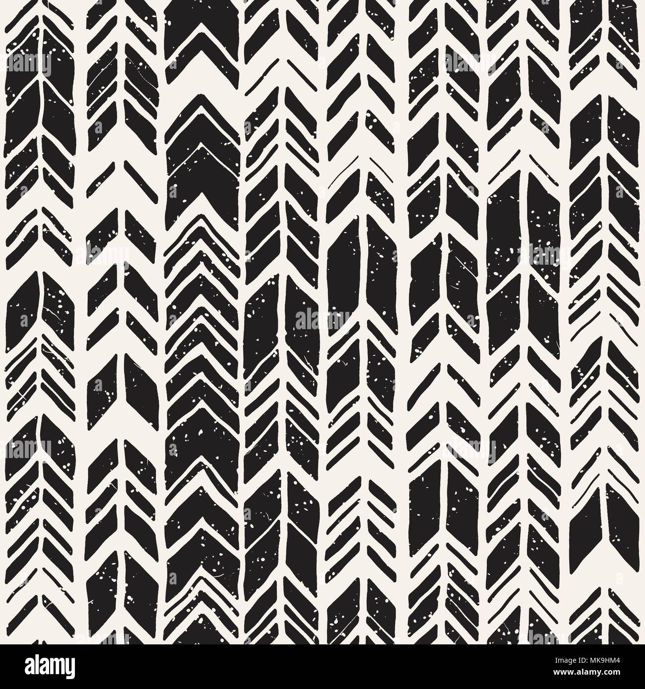 Seamless hand drawn style chevron pattern in black and white. Abstract ...
