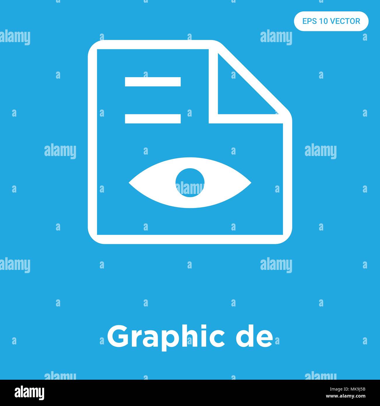 Graphic de vector icon isolated on blue background, sign and symbol ...