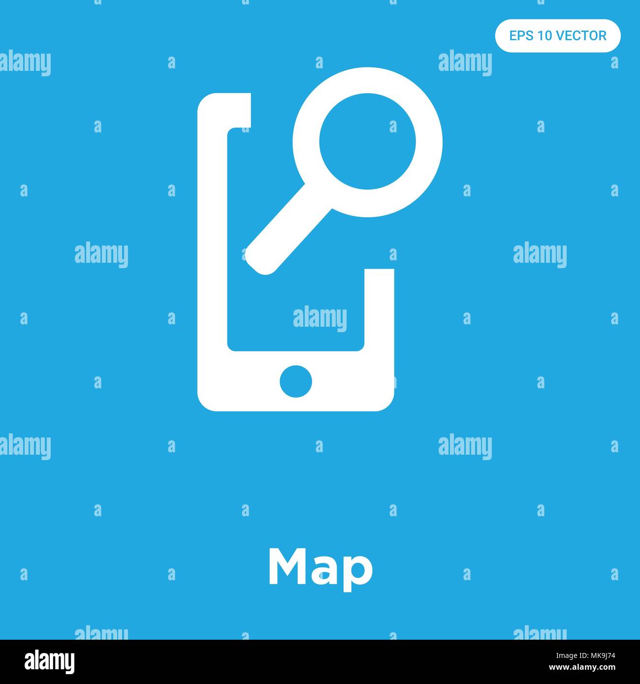 Map vector icon isolated on blue background, sign and symbol Stock ...