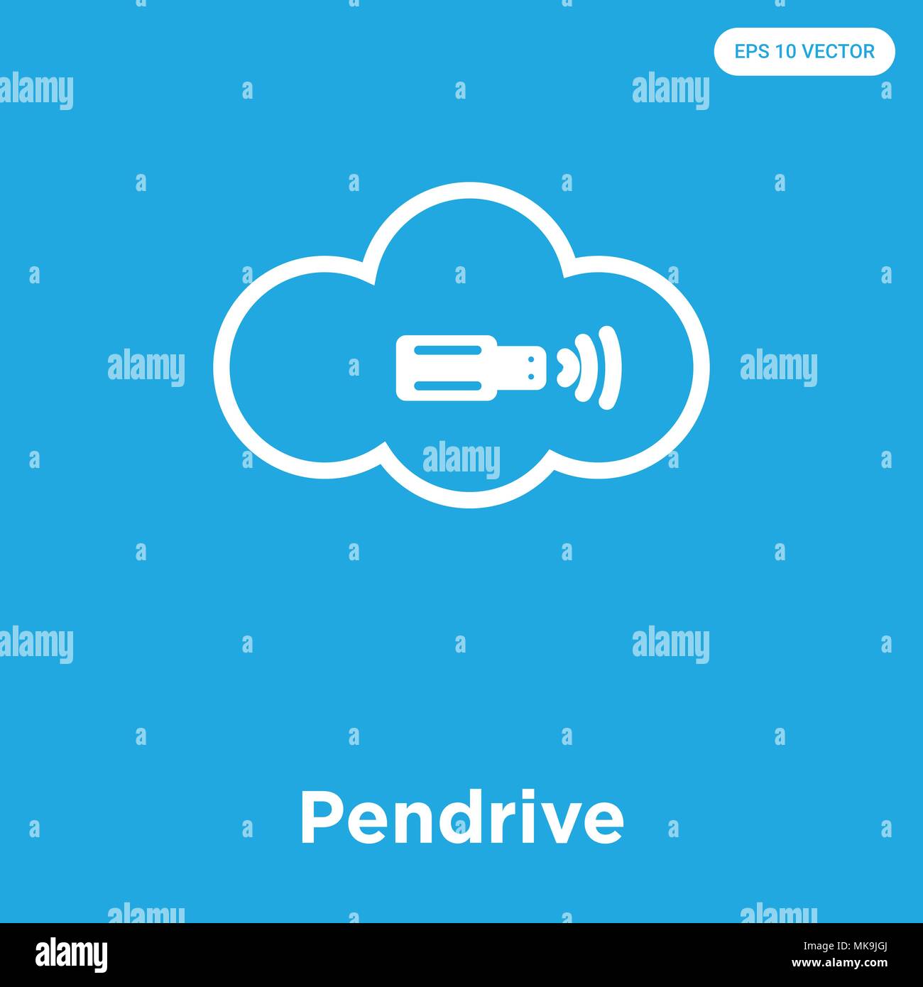 Pendrive vector icon isolated on blue background, sign and symbol Stock Vector