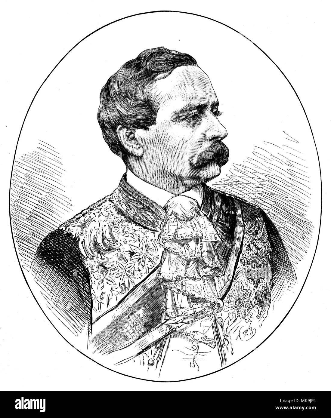 Clodwig Karl Victor, Prince of Hohenlohe / Fürst von Hohenlohe-Schillingsfürst, German ambassador in Paris,   1875 Stock Photo