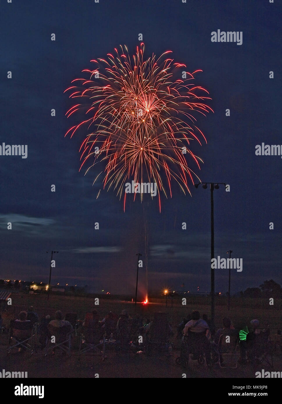 Fireworks launch at a Community Event in Valley Springs, South Dakota