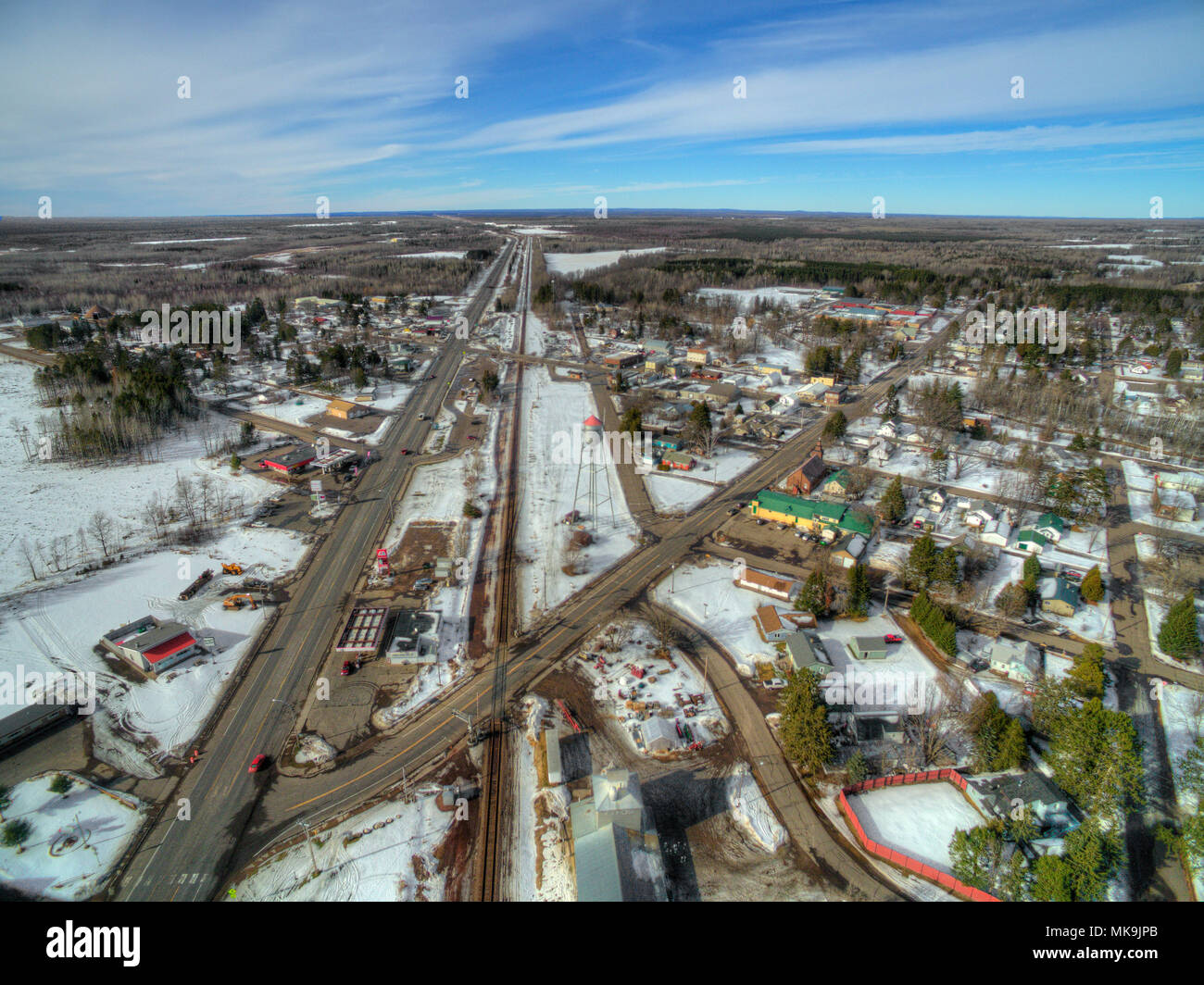 Floodwood, Minnesota Aerial View during Winter in Northern Minnesota Highway 2 Stock Photo Alamy