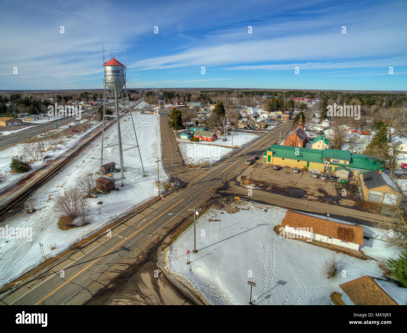 Floodwood, Minnesota Aerial View during Winter in Northern Minnesota