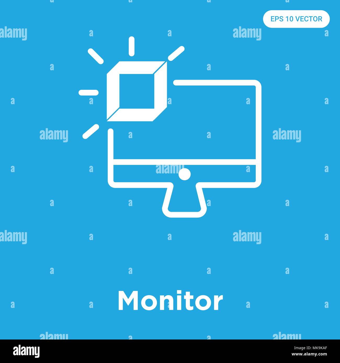 Monitor vector icon isolated on blue background, sign and symbol Stock ...