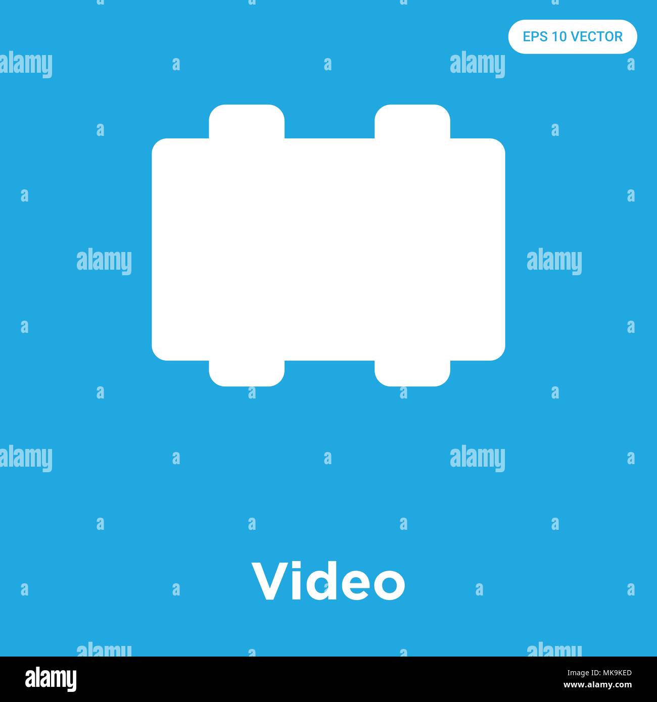 Video vector icon isolated on blue background, sign and symbol Stock ...