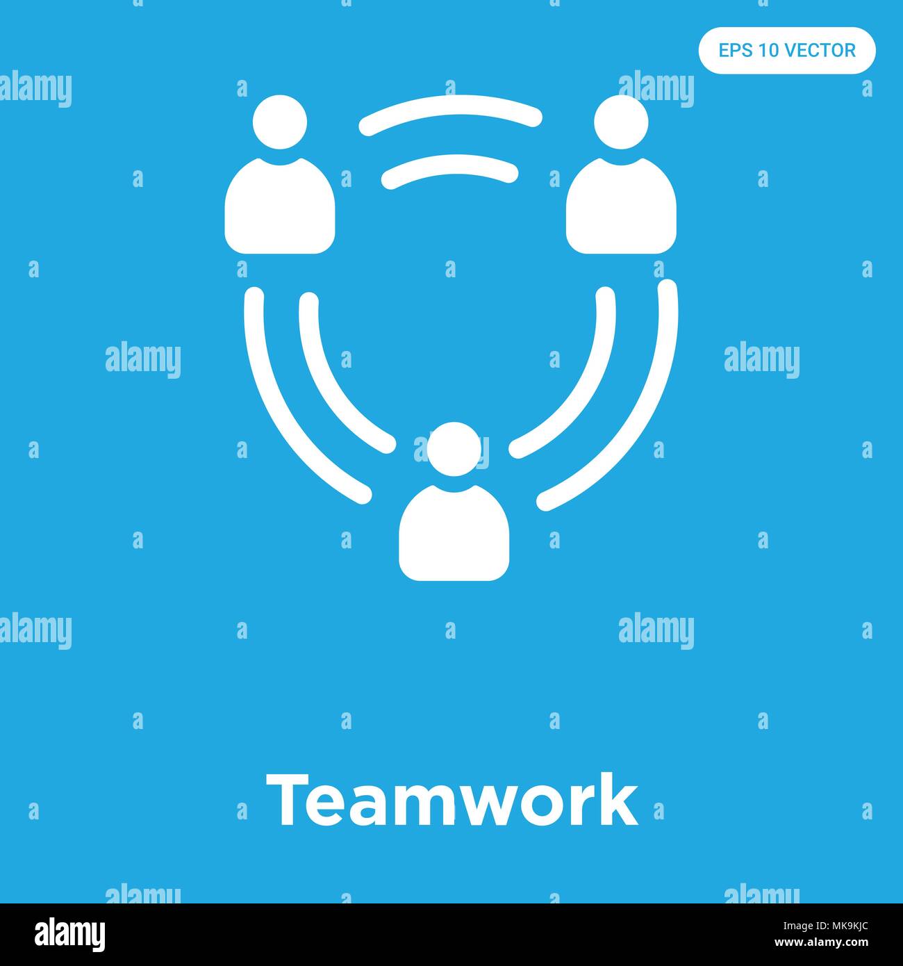 Teamwork vector icon isolated on blue background, sign and symbol Stock Vector