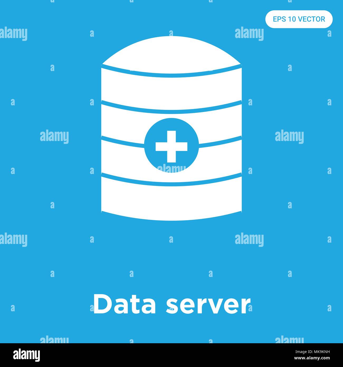 Data server vector icon isolated on blue background, sign and symbol ...