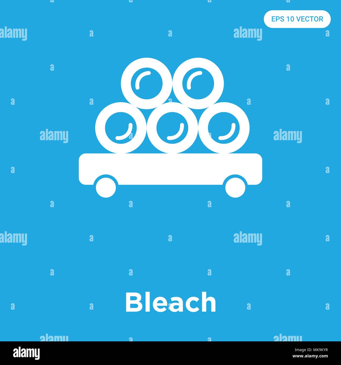 Bleach vector icon isolated on blue background, sign and symbol Stock ...