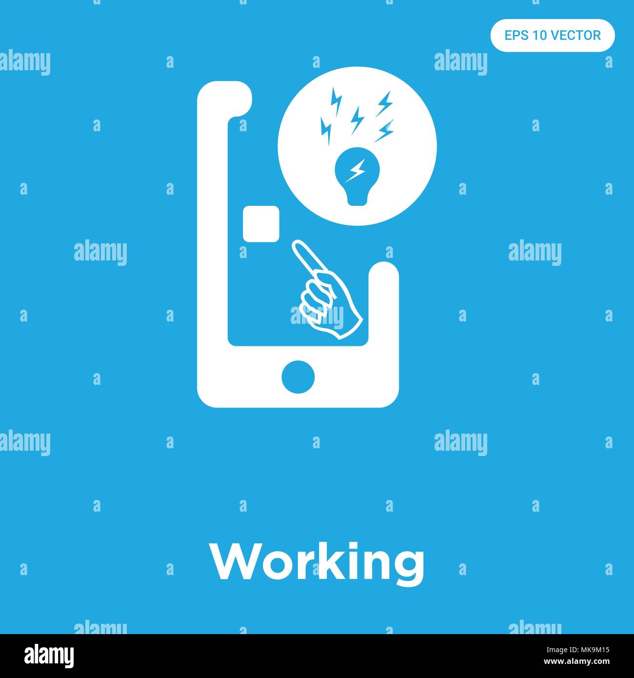 Working vector icon isolated on blue background, sign and symbol Stock Vector