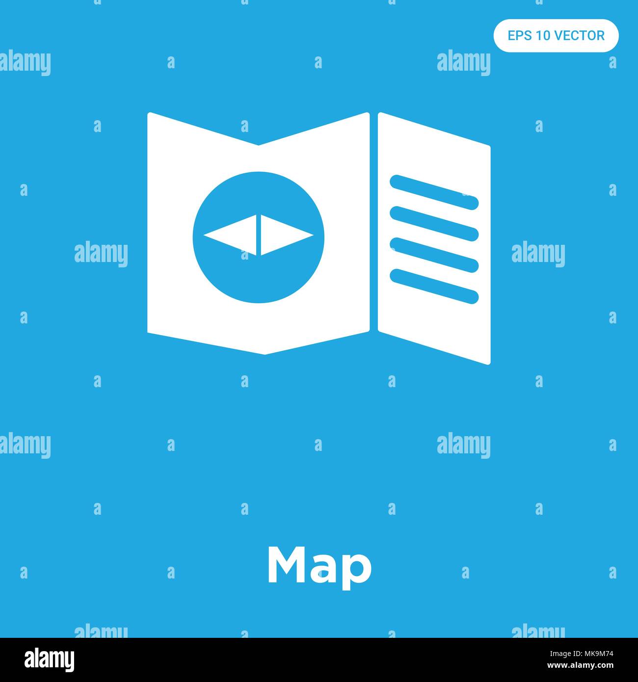Map vector icon isolated on blue background, sign and symbol Stock ...