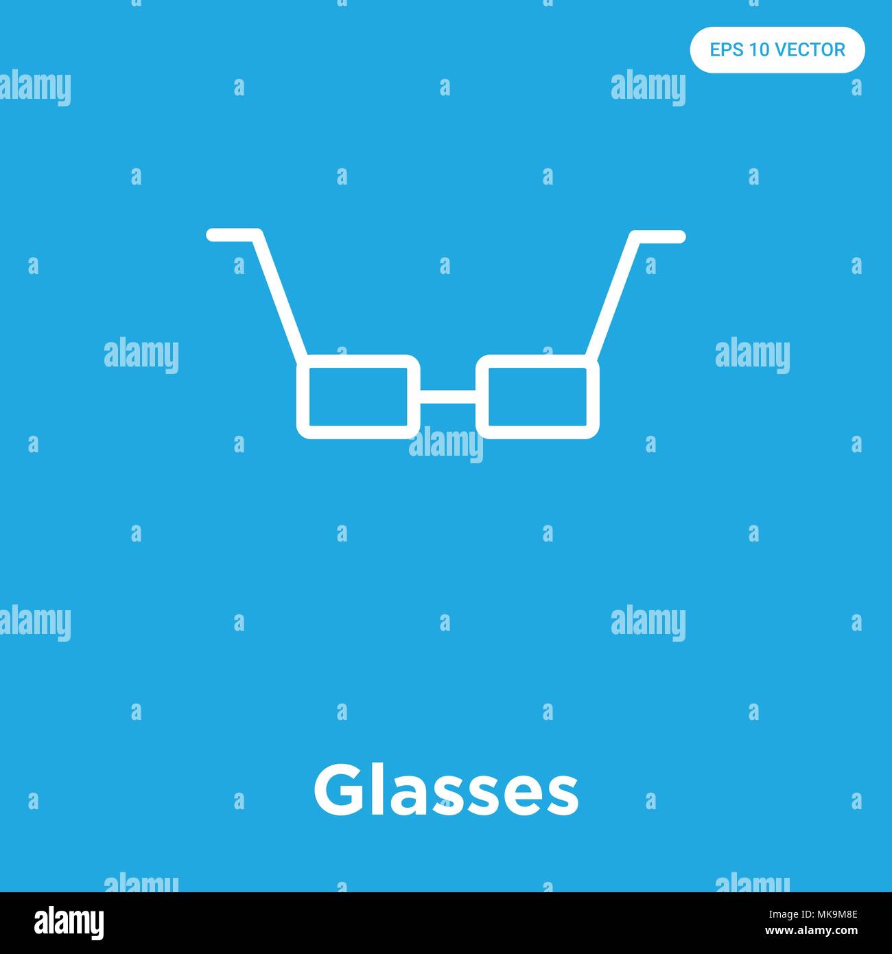 Glasses vector icon isolated on blue background, sign and symbol Stock ...