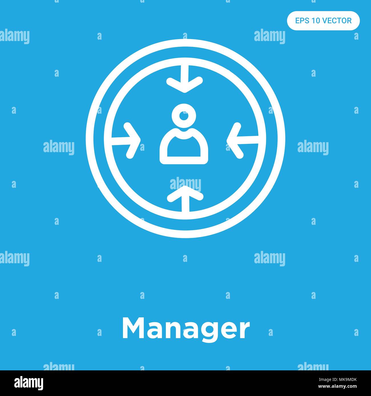 Manager vector icon isolated on blue background, sign and symbol Stock ...