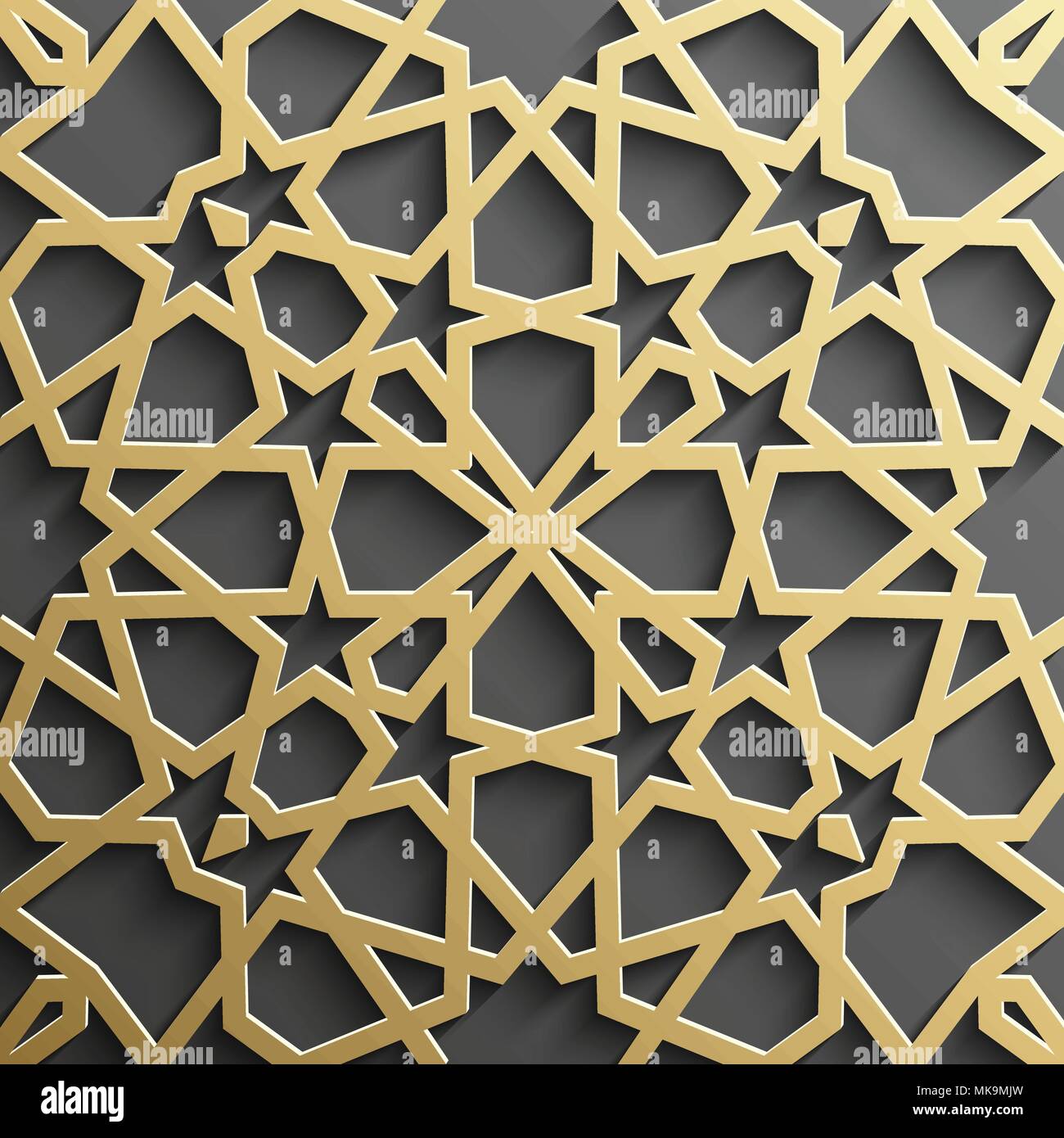 Background with gold seamless pattern on black backgroud islamic style ...