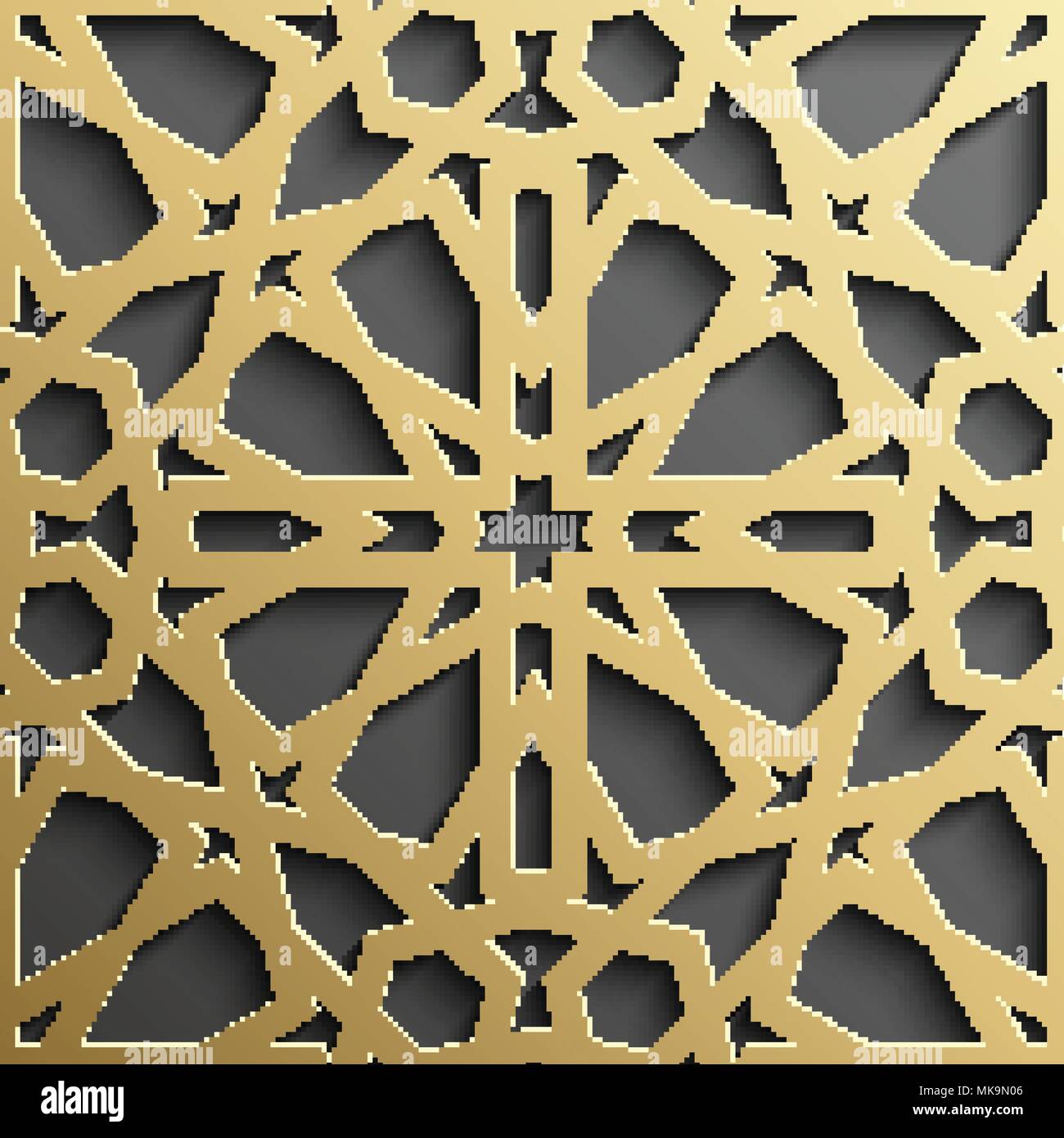 Background with gold seamless pattern on black backgroud islamic style ...