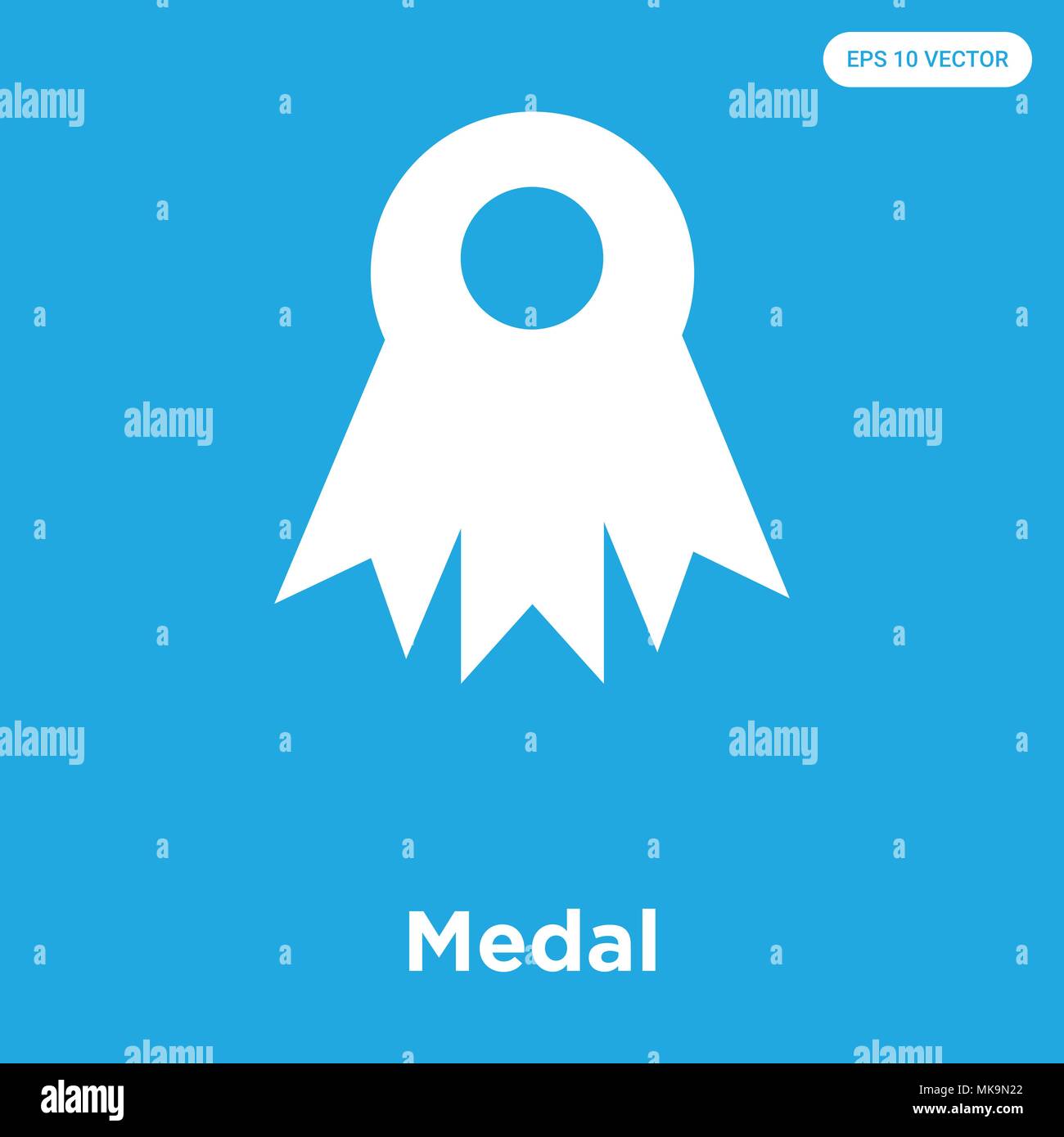 Medal vector icon isolated on blue background, sign and symbol Stock ...
