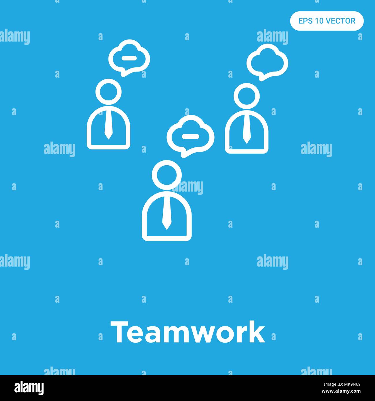 Teamwork vector icon isolated on blue background, sign and symbol Stock Vector