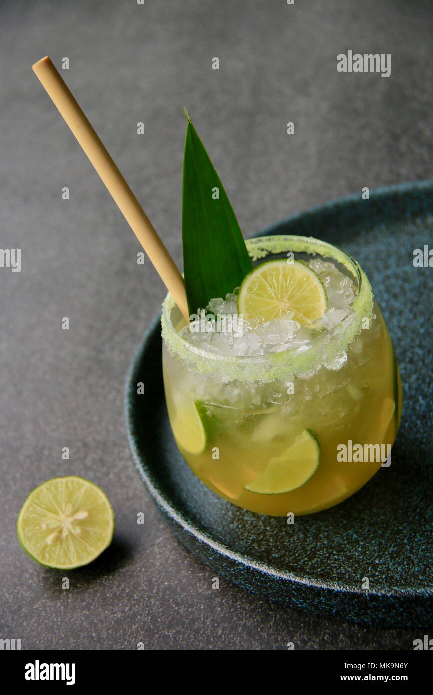 Mocktail of sugar cane, coconut water and lime Stock Photo Alamy