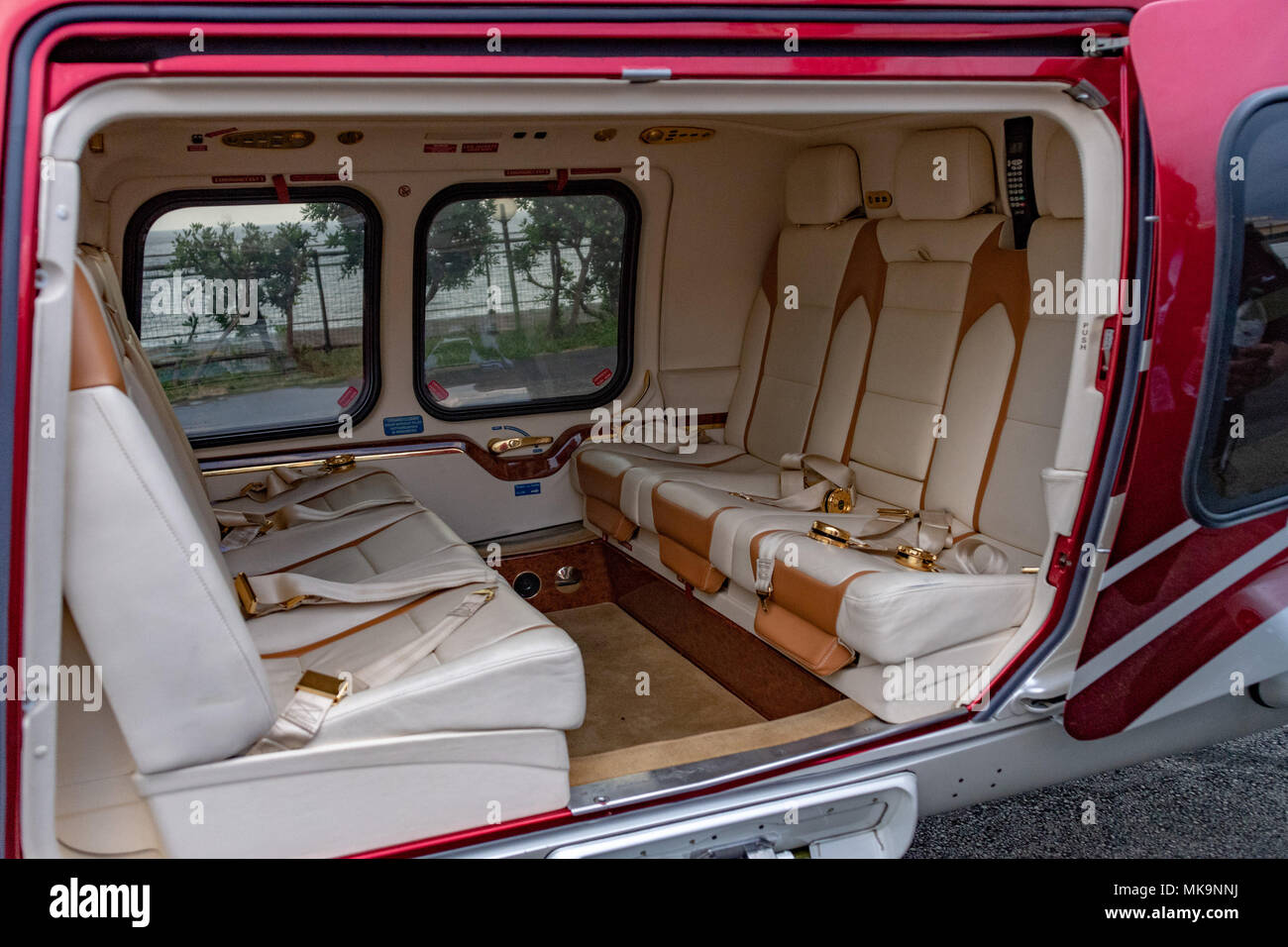 luxury helicopter interior skin seat Stock Photo