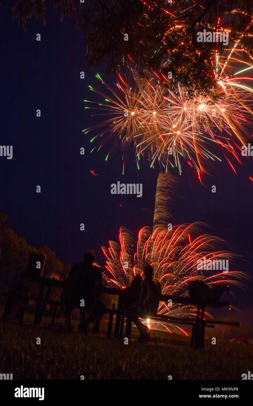 Lake Madison and the City of Madison, South Dakota celebrate the 4th of July with Fireworks