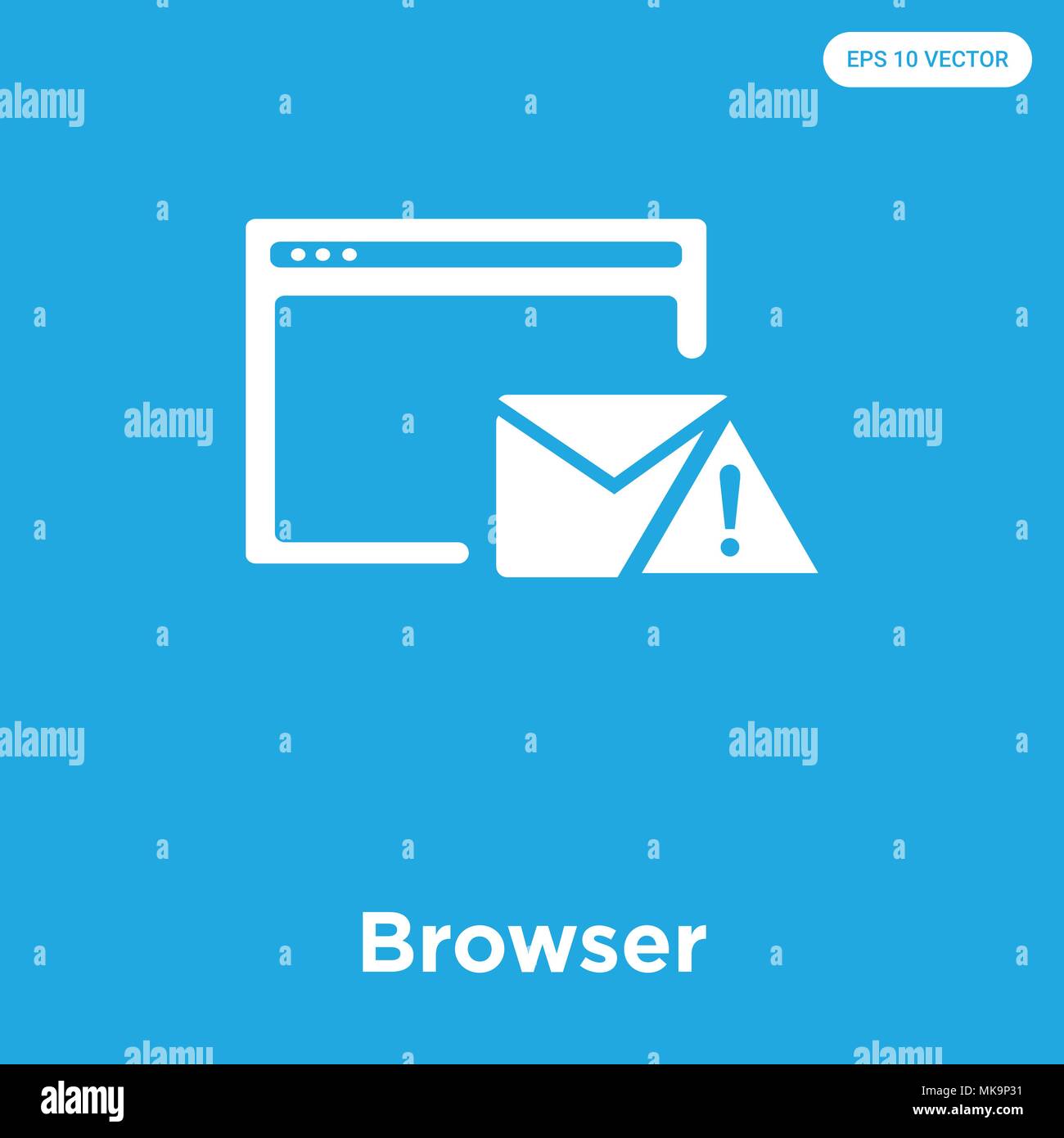 Browser vector icon isolated on blue background, sign and symbol Stock ...