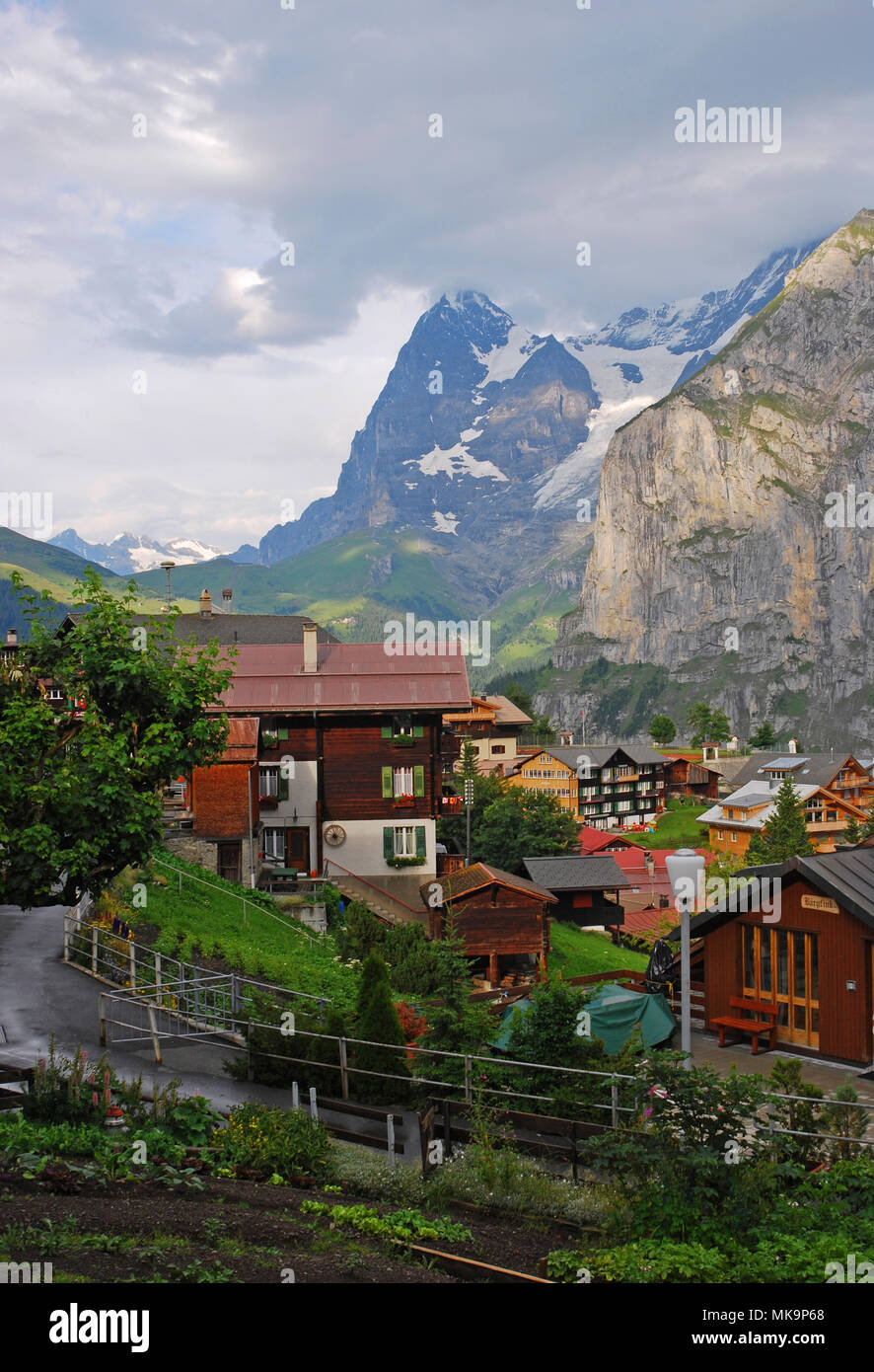 Murren village with Mt Eiger in the background, Bernese Oberland ...