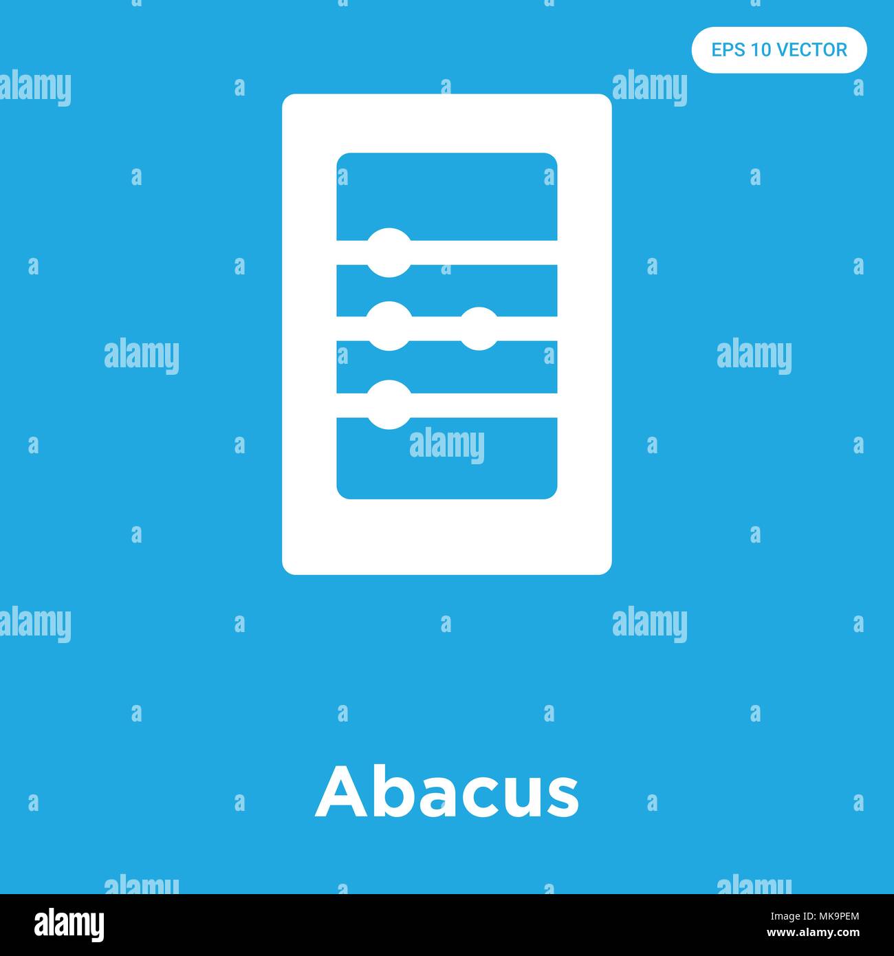 Abacus vector icon isolated on blue background, sign and symbol Stock Vector
