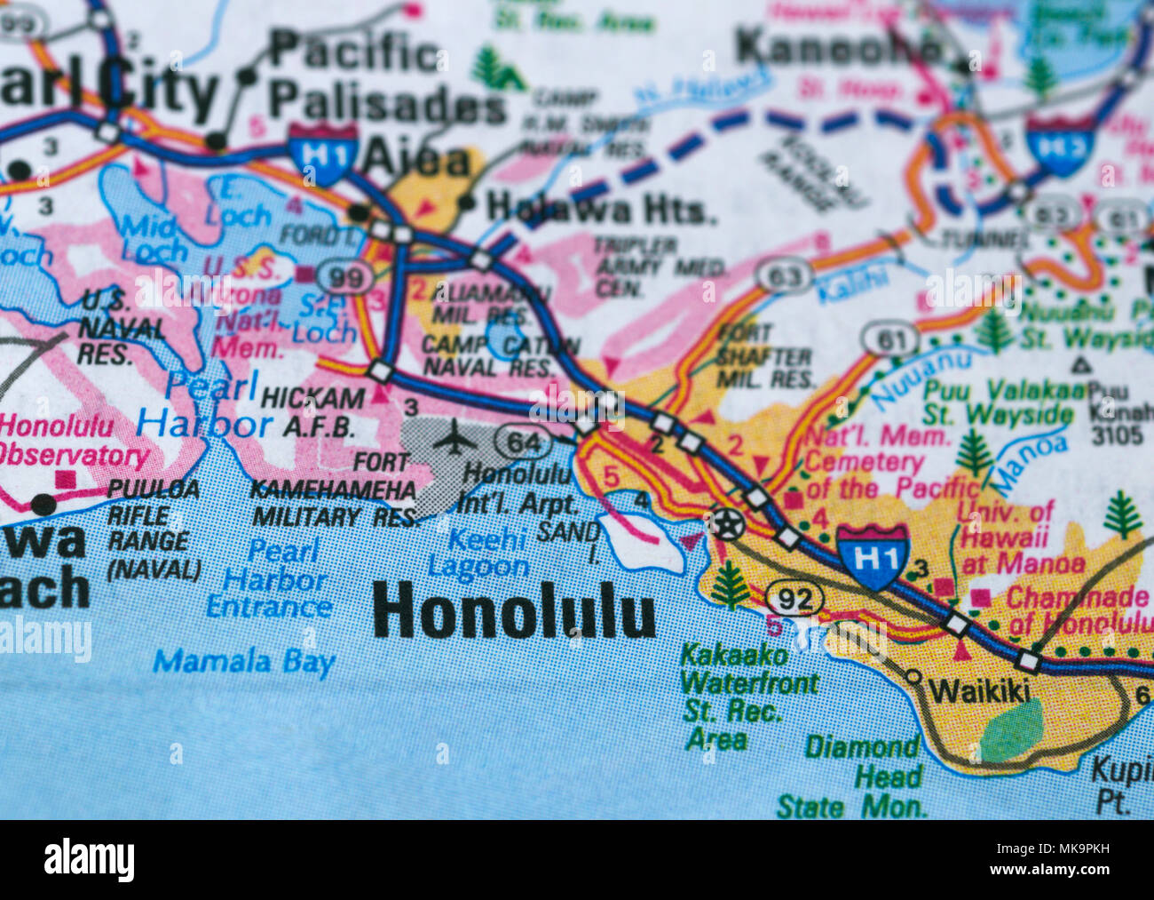 Honolulu city map Stock Photo - Alamy