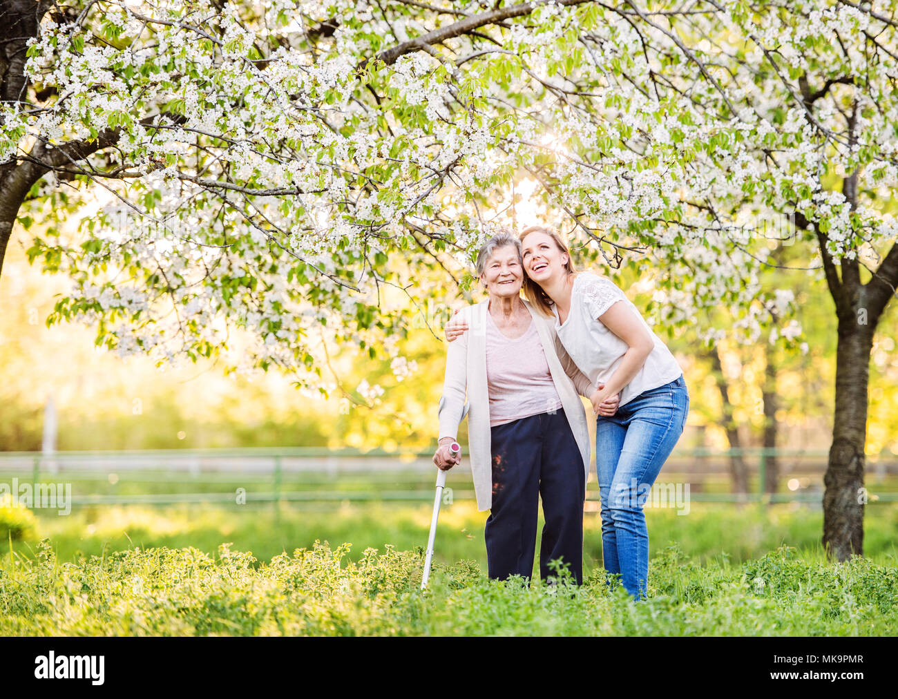 granny with crutch Stock Photo - Alamy