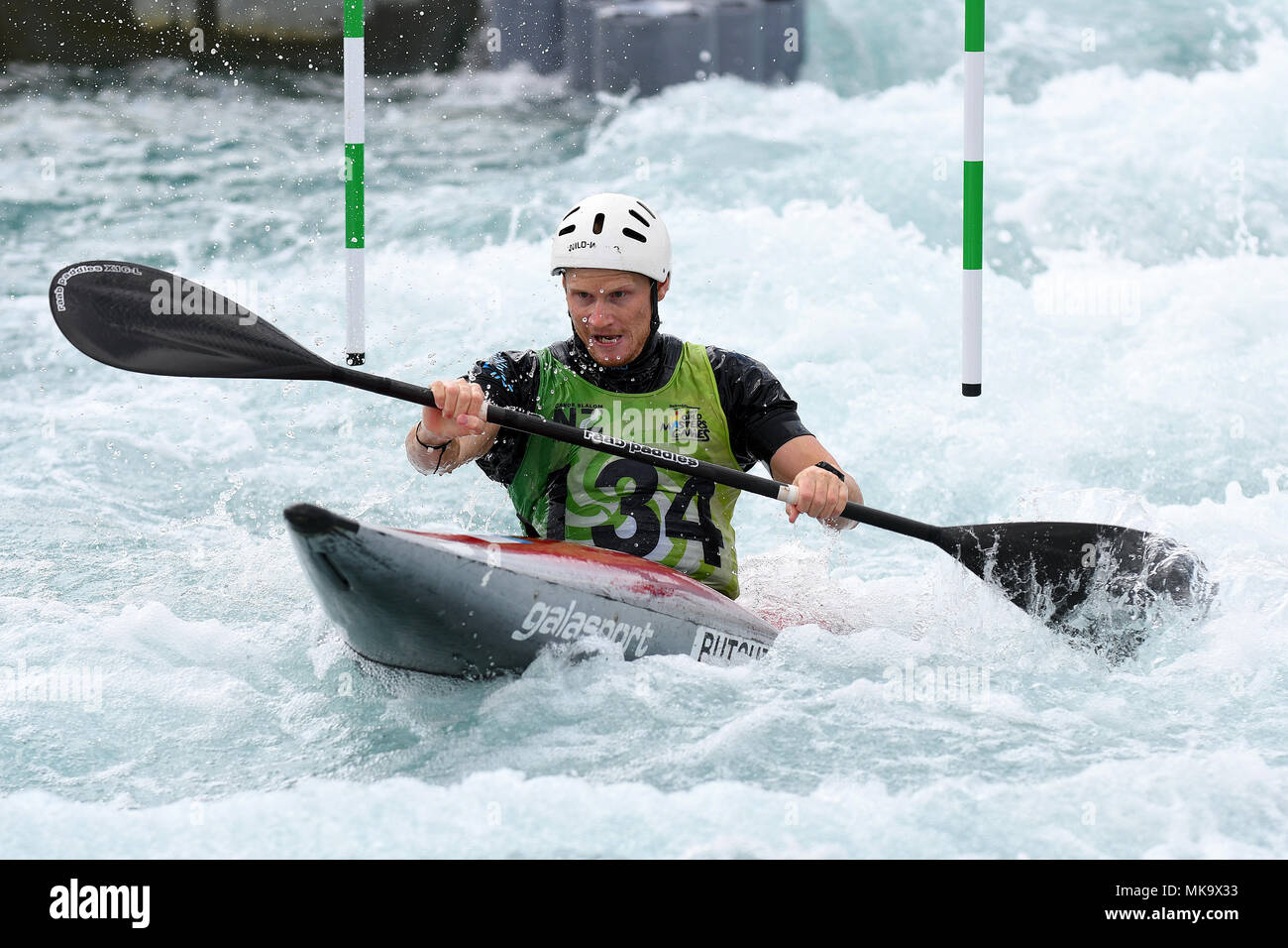 Action in one of the Canoe Slalom Oceania open in Auckland Stock Photo