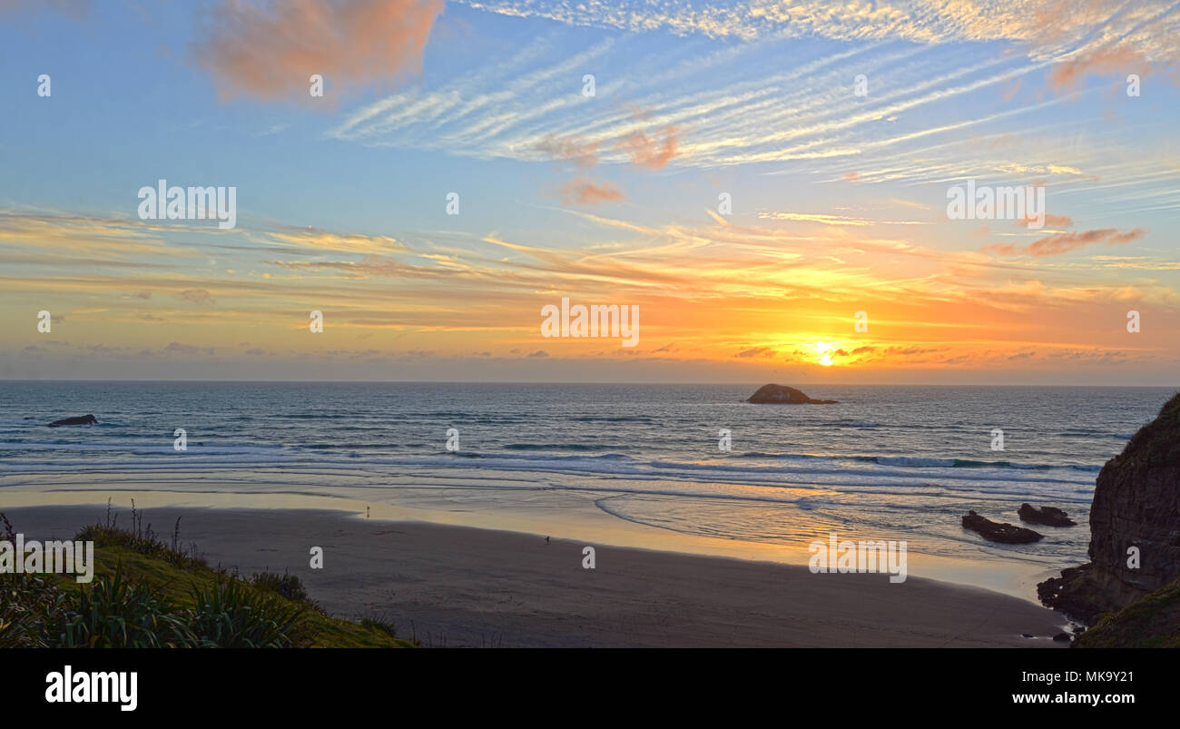 sunset taken at the muriwai beach Stock Photo