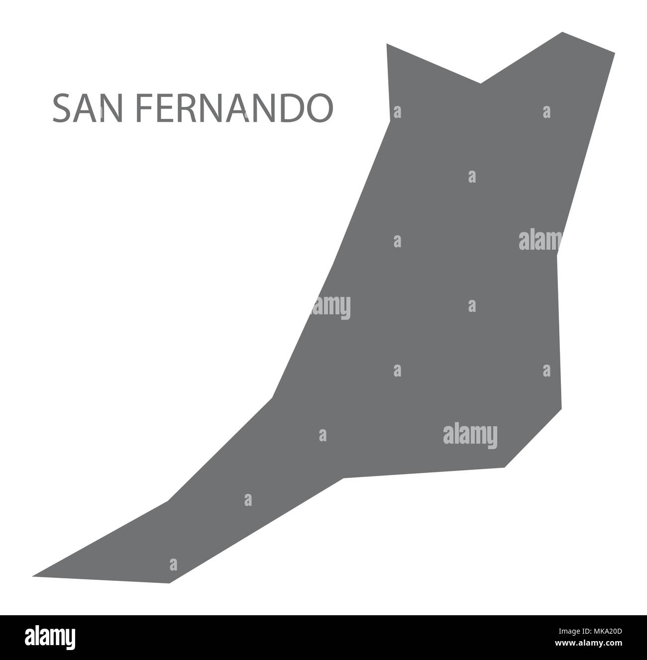 San Fernando map of Trinidad and Tobago grey illustration shape Stock Vector