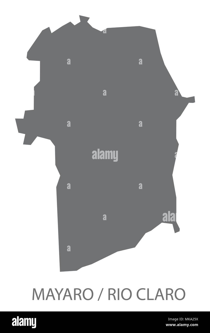 Mayaro and Rio Claro map of Trinidad and Tobago grey illustration shape