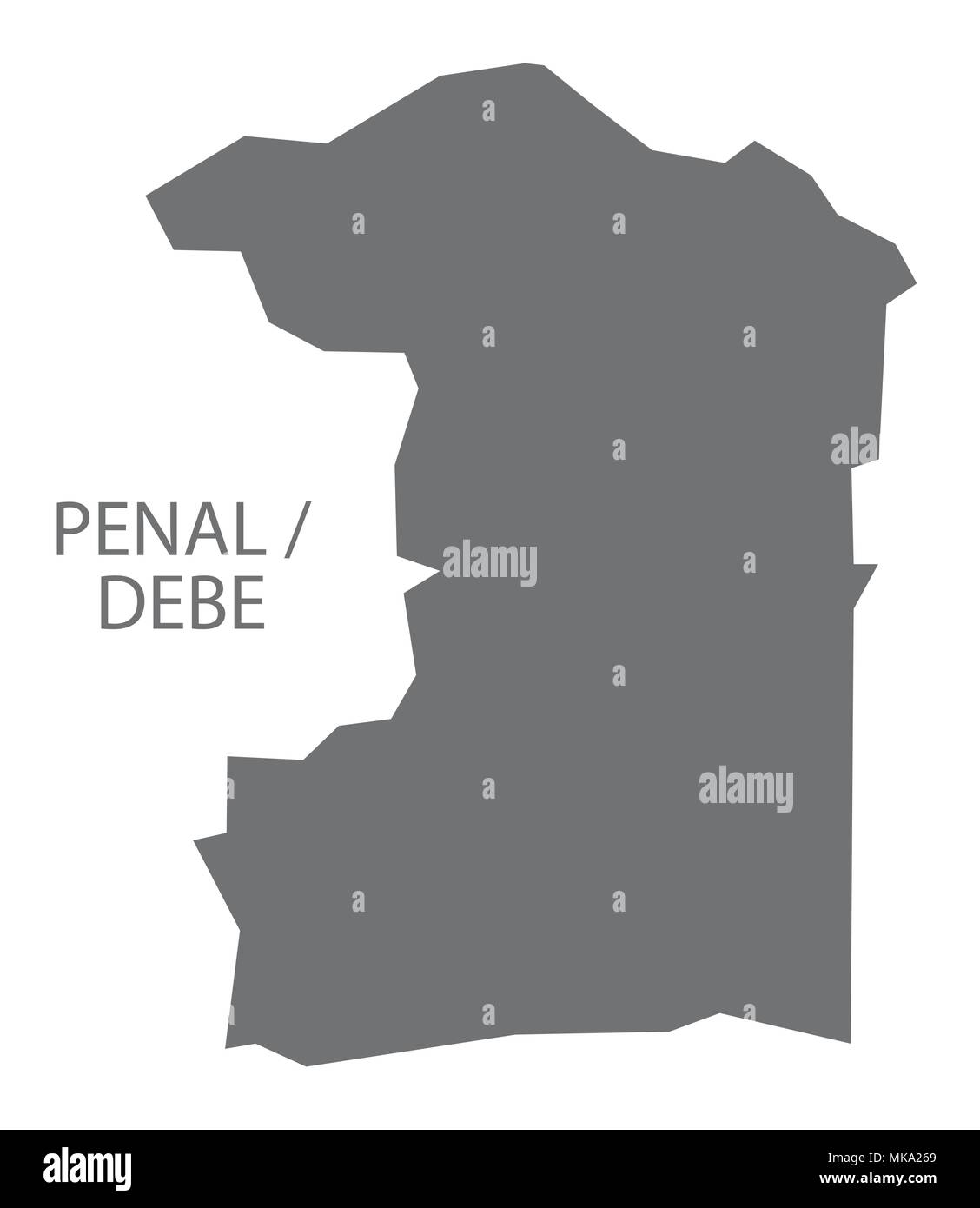 Penal and Debe map of Trinidad and Tobago grey illustration shape Stock Vector