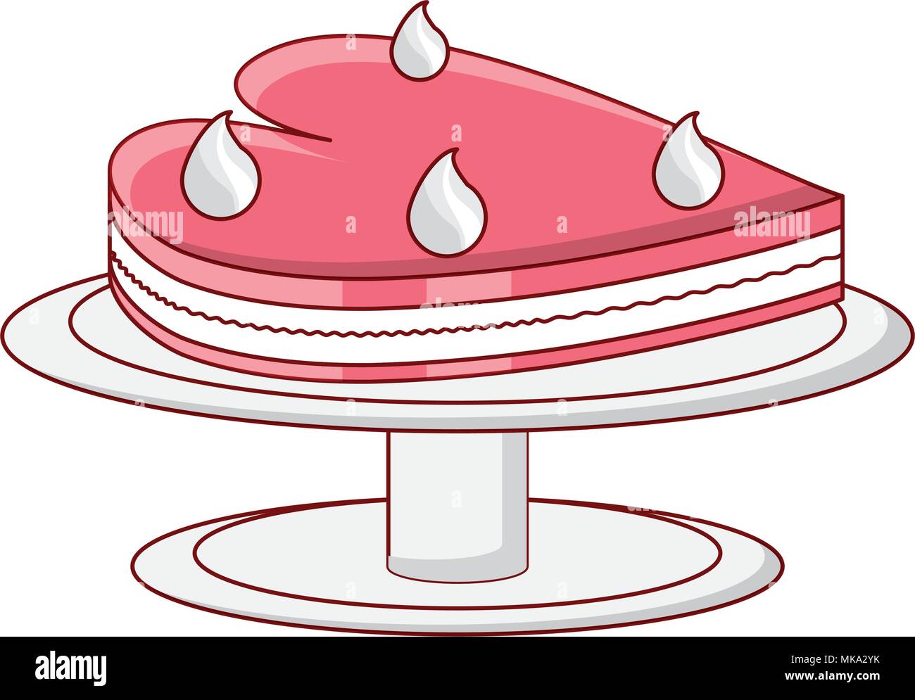 birthday cake in heart shape icon over white background, colorful