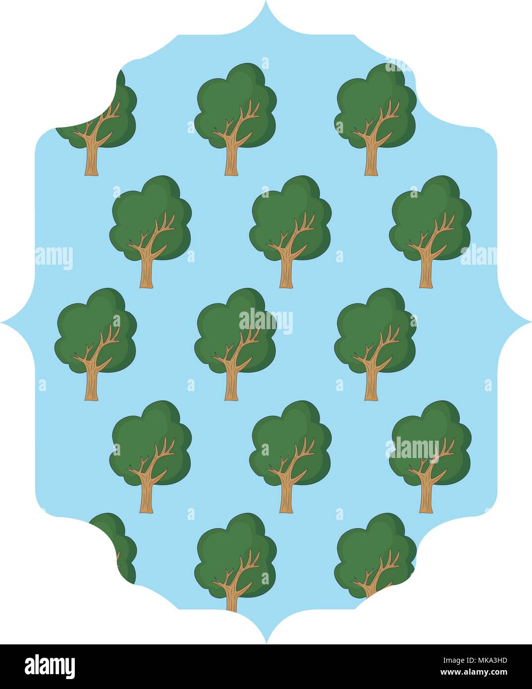arabic frame with trees pattern over white background, colorful design ...