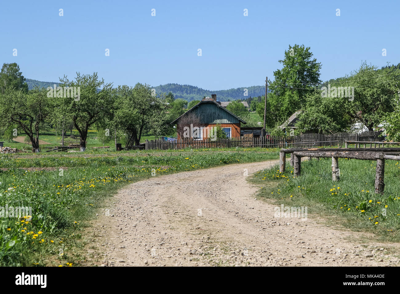 Wooden houses are seen in Carpathian Mountains (Besikd) in the village