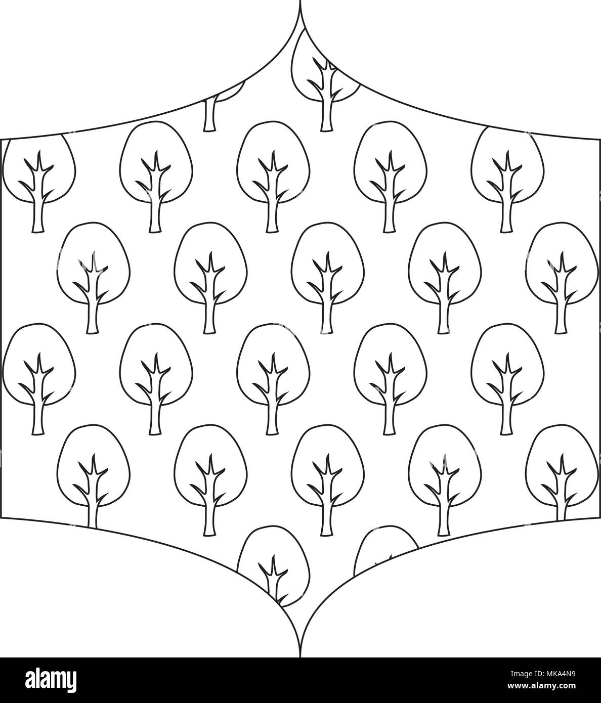 arabic frame with trees pattern over white background, vector ...