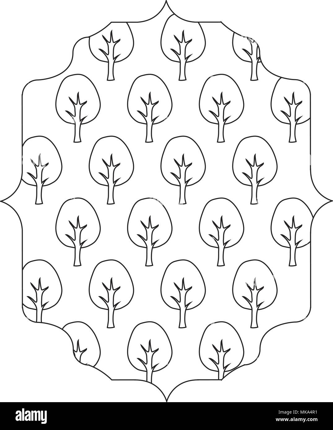 arabic frame with trees pattern over white background, vector ...