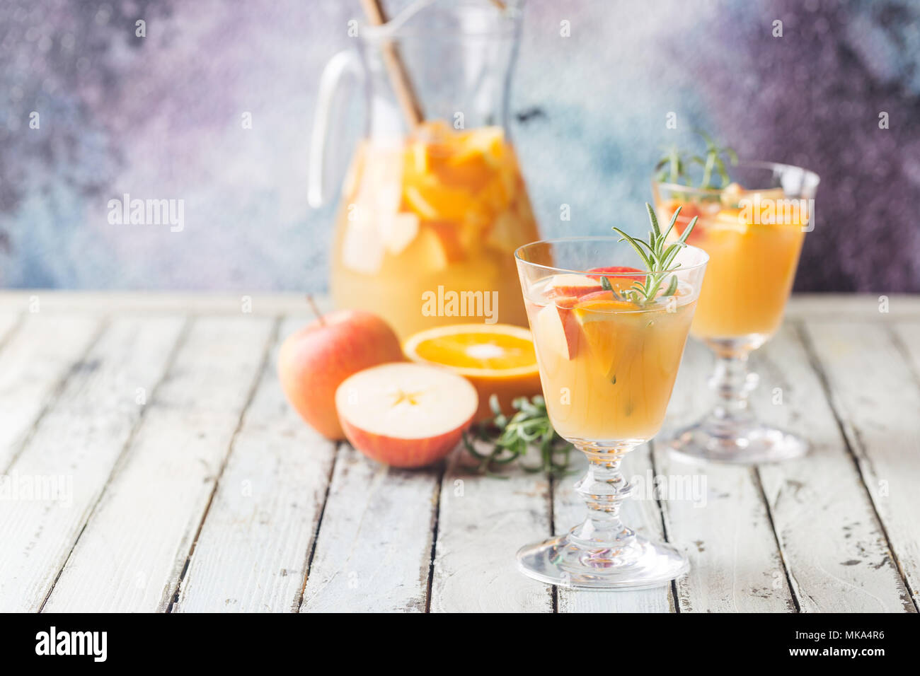 Sangria or punch with fruits Stock Photo